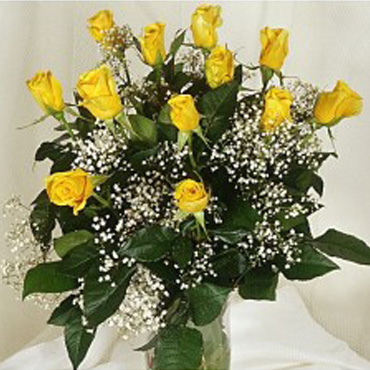 Μπουκέτο με 12 κίτρινα τριαντάφυλλα